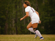 New Paltz High School soccer player Alexis Garcia runs on defense against Red Hook on Aug. 31. She suffered a torn anterior cruciate ligament later in the game.