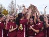 The Arlington girls soccer team celebrates after winning the Class AA regional final against Monroe-Woodbury.