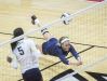 Cathedral's Payton White passes against Crown Point's defense during their state final at Worthen Arena Saturday.