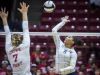 Cathedral's Nia Robinson hits past the Crown Point's defense during their state final match at Worthen Arena Saturday.