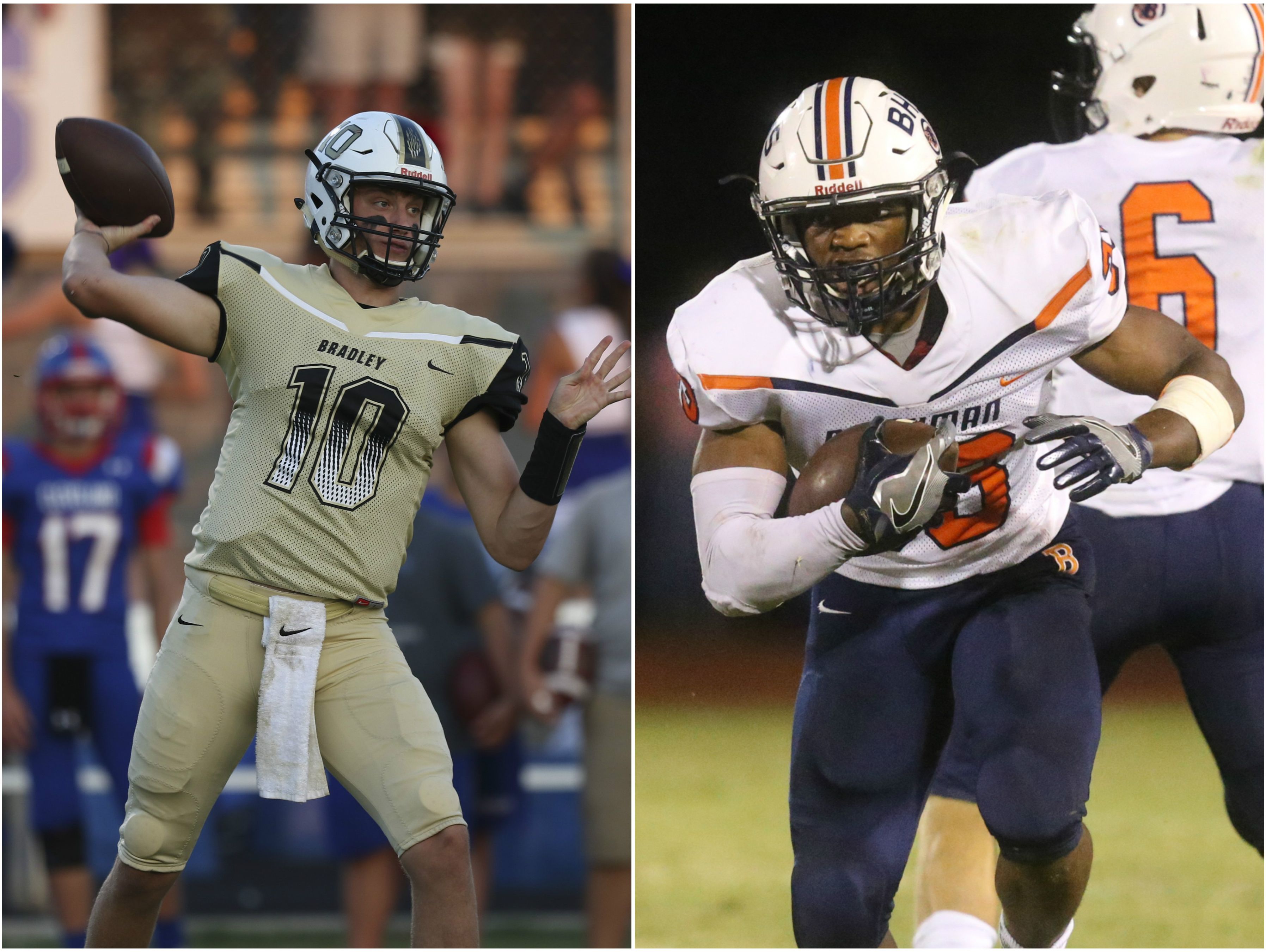 Bradley Central quarterback Cole Copeland (left) and Blackman running back Master Teague (right)