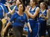 North Harrison coach Missy Voyles looks up at the clock in the closing seconds of her 200th win.