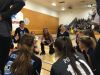 Westlake assistant volleyball coach Gina Perino talks to the team during a Class B state regional semifinal against Spackenkill at SUNY Ulster. Nov. 9, 2016.