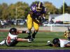 Monett High School running back Michael Branch (30) leaps and stretches into the end zone to score a touchdown during second quarter action of the quarterfinal playoff game between Monett High School and Owensville High School played at Burl Fowler Stadium in Monett, Mo. on Nov. 12, 2016. The Monett Cubs won the game 48-20.