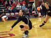 Buffalo Gap's Kaylee Mills sets the ball as teammate Becca Gaines watches during their Group 2A state volleyball semifinal against Marion in Marion, Va., on Tuesday, Nov. 15, 2016.