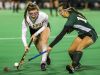 Padua's Kathleen Melia (left) tries to work past Tower Hill's Julia Smith (right) in the first half of Tower Hill's 4-0 win over Padua in their DIAA state tournament semi-final game at the University of Delaware in Newark on Tuesday night.