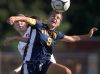 Victor's Abby Richards, right, wins a header in front of Penfield's Bre McGrath during a regular season game at Penfield High School on Wednesday, Sept. 14, 2016. Victor beat Penfield 2-1.