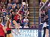 Taylor Wright of Ursuline leaps to return the ball over the net as Ursuline and DMA play in the DIAA volleyball finals at UD's Bob Carpenter Center.