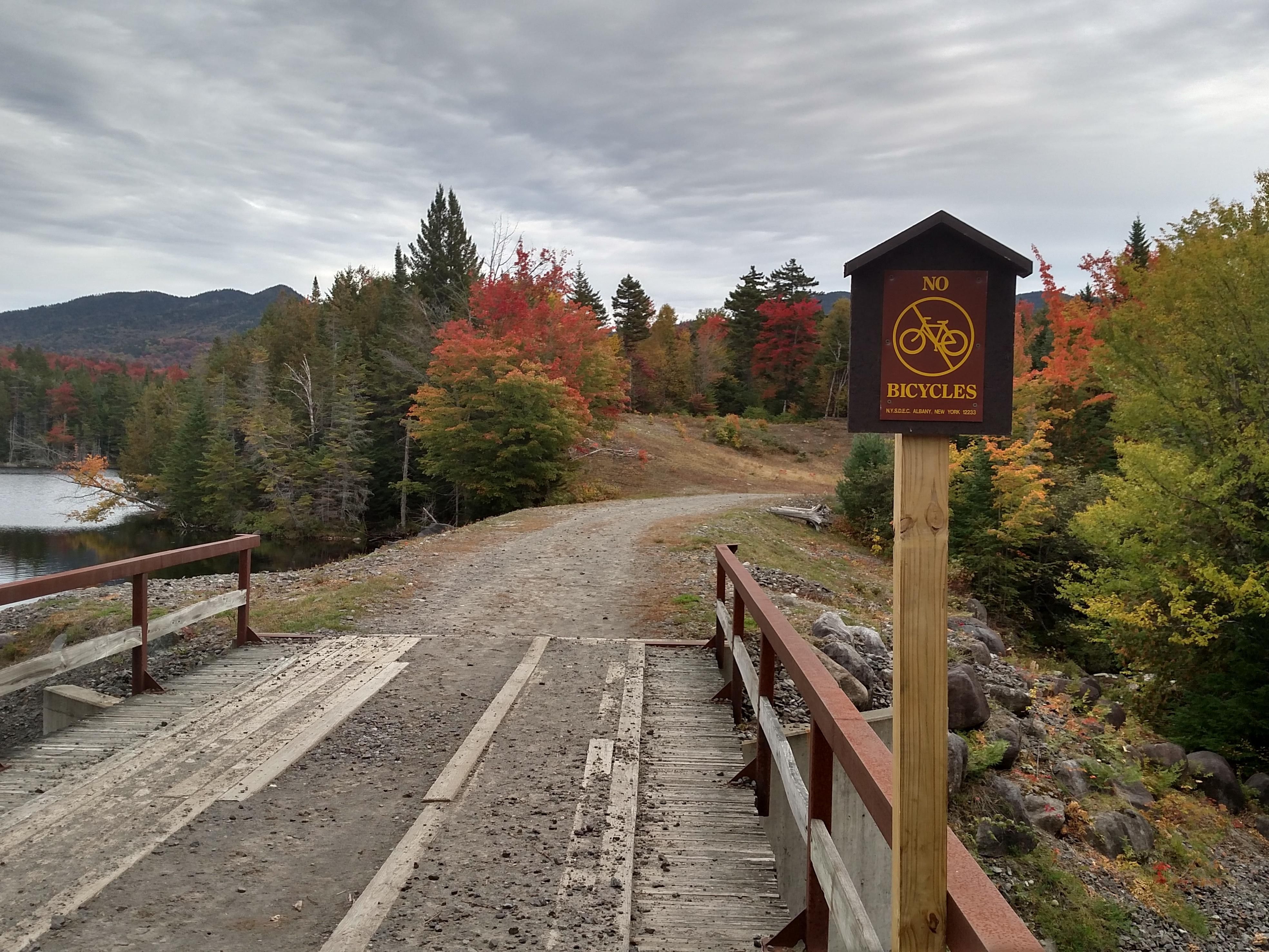 This bridge carries a road over the Boreas River near the dam that forms Boreas Ponds, a manmade impoundment.