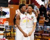 4/1/2016 1:00AM -- Middle Village, NY, U.S.A -- Oak Hill Academy guards Devonte Shuler (20) and Lindell Wigginton (5) react after defeating Miller Grove during Dick's Sporting Goods High School Nationals at Christ the King Regional high school. Oak Hill defeated Miller Grove 47-46.-- Photo by Andy Marlin USA TODAY Sports Images, Gannett ORG XMIT: US 134676 Dick's basketbal 4/1/2016 [Via MerlinFTP Drop]