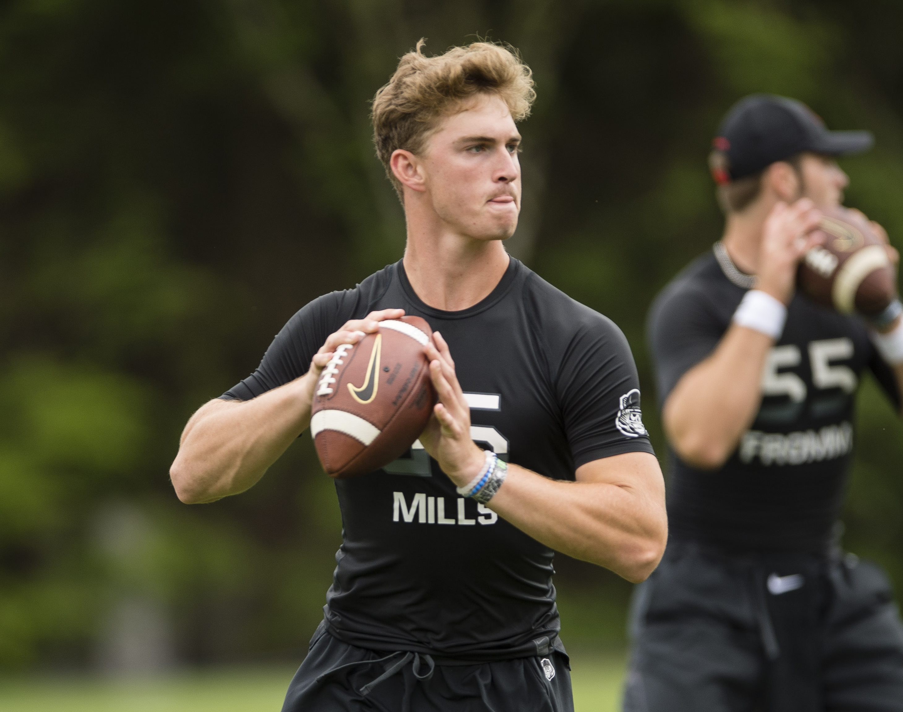 July 8, 2016 -- Beaverton, OR, U.S.A -- Quarterback Davis Mills of Greater Atlantic Christian (Georgia) throws a pass at The Opening and Elite 11 high school football camp held at Nike headquarters in Oregon. -- Photo by Troy Wayrynen-USA TODAY Sports Images, Gannett ORG XMIT: US 135130 opening/ elite 1 7/6/ [Via MerlinFTP Drop]