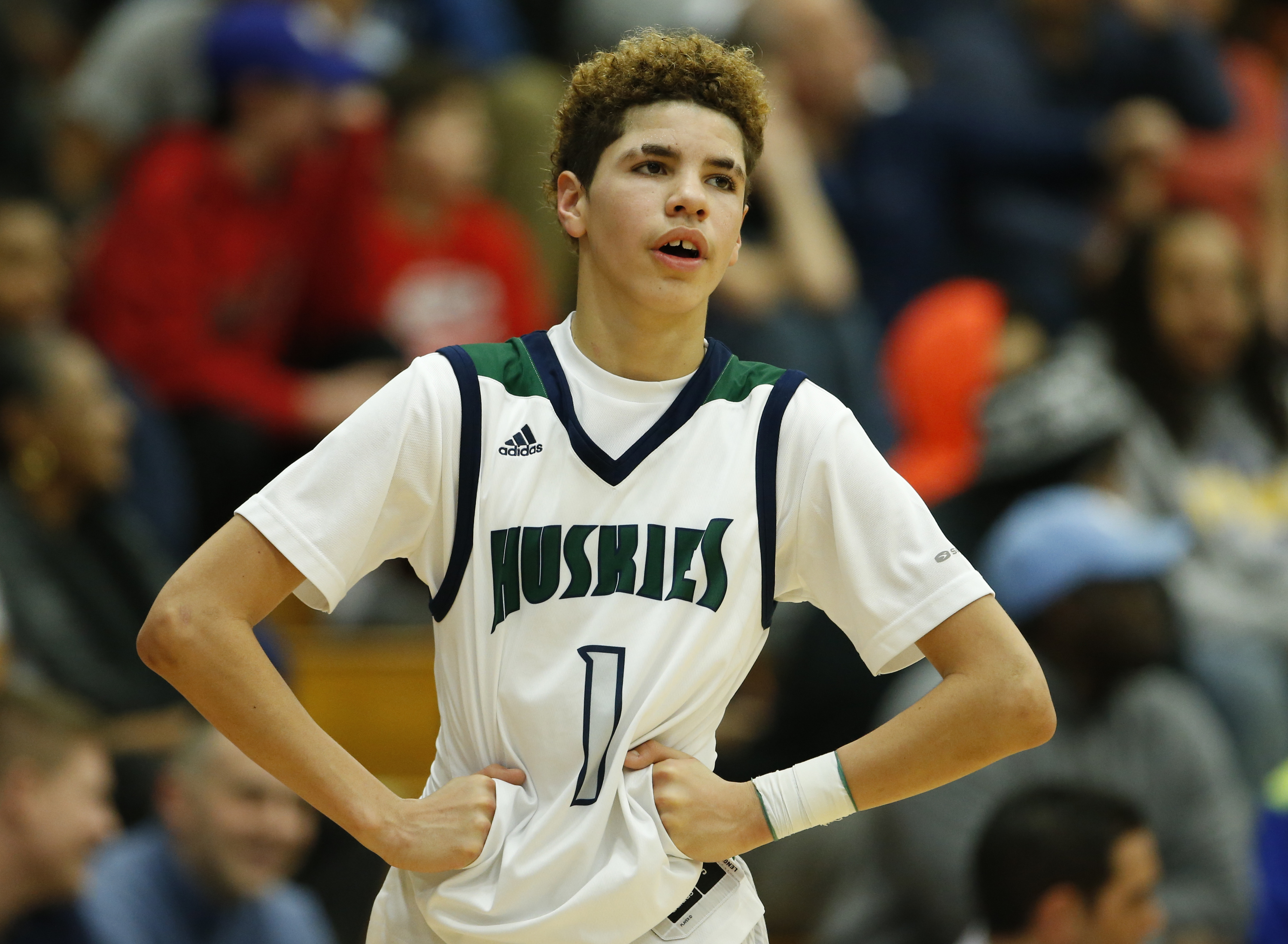 Jan 18, 2016 -- Springfield, MA, U.S.A -- Chino Hills LaMelo Ball (1) on the court against High Point Christian in the second half of the Spalding Hoophall Classic at Blake Arena in Springfield, Mass. Chino Hills defeated High Point Christian 100-75. -- Photo by David Butler II-USA Today Sports Images ORG XMIT: US 134344 Spalding Hoophal 1/17/2016 [Via MerlinFTP Drop]