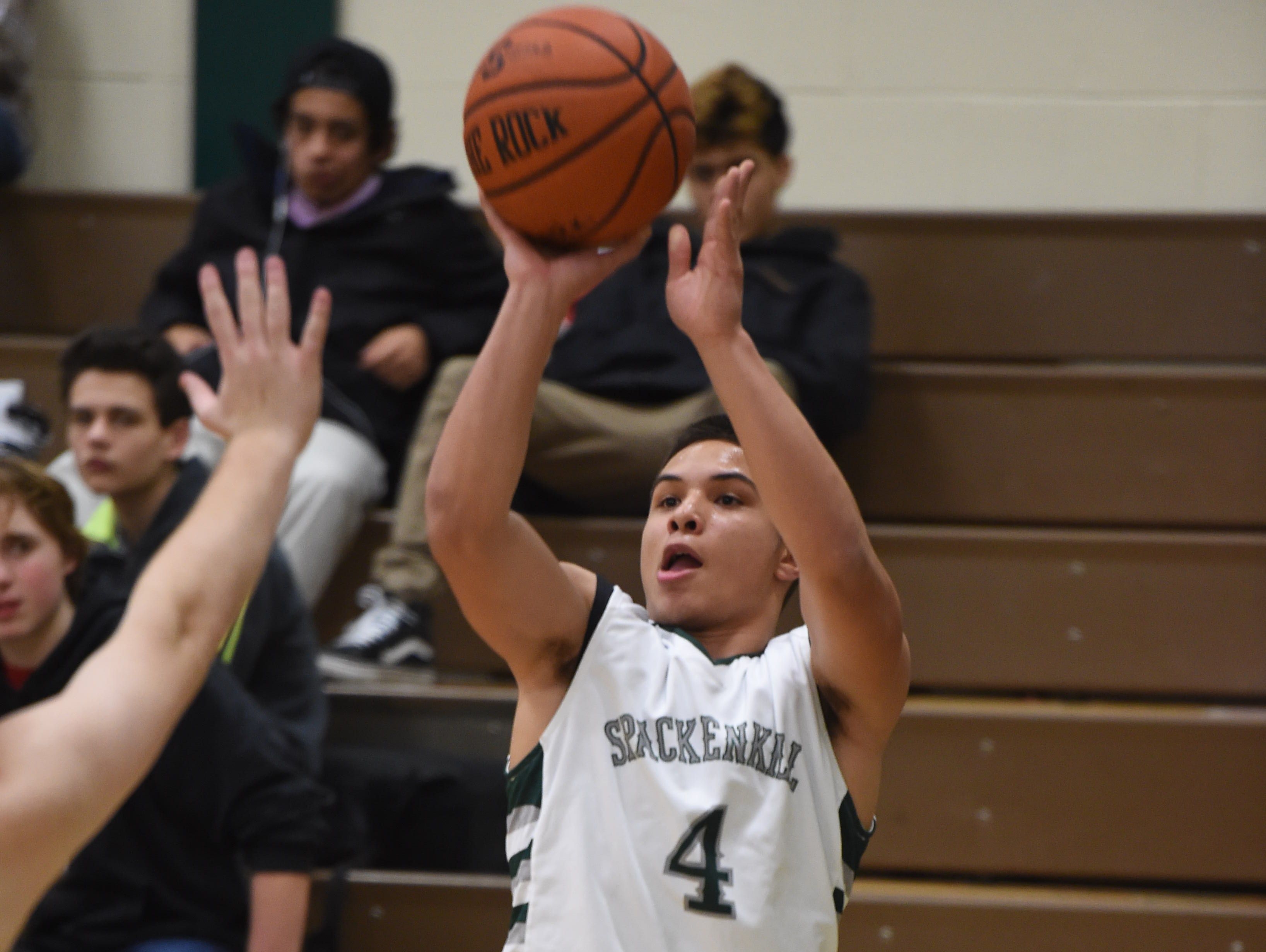 Spackenkill's Camron Abalos takes a shot against Onteora in a Jan. 14, 2016 game.