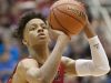 New Albany Bulldogs guard-forward Romeo Langford shoots a free throw in the Indiana High School Athletic Association Boys Seymour Regional. 12 March, 2016