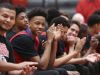 The New Albany High School basketball team, including Romeo Langford, applaud as they listen to speakers after they won the state championship over the weekend. Mar. 27, 2016