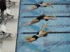 Swimmers start the 100 backstroke at the St. Clair County girls swim meet on Sept. 29, 2016.