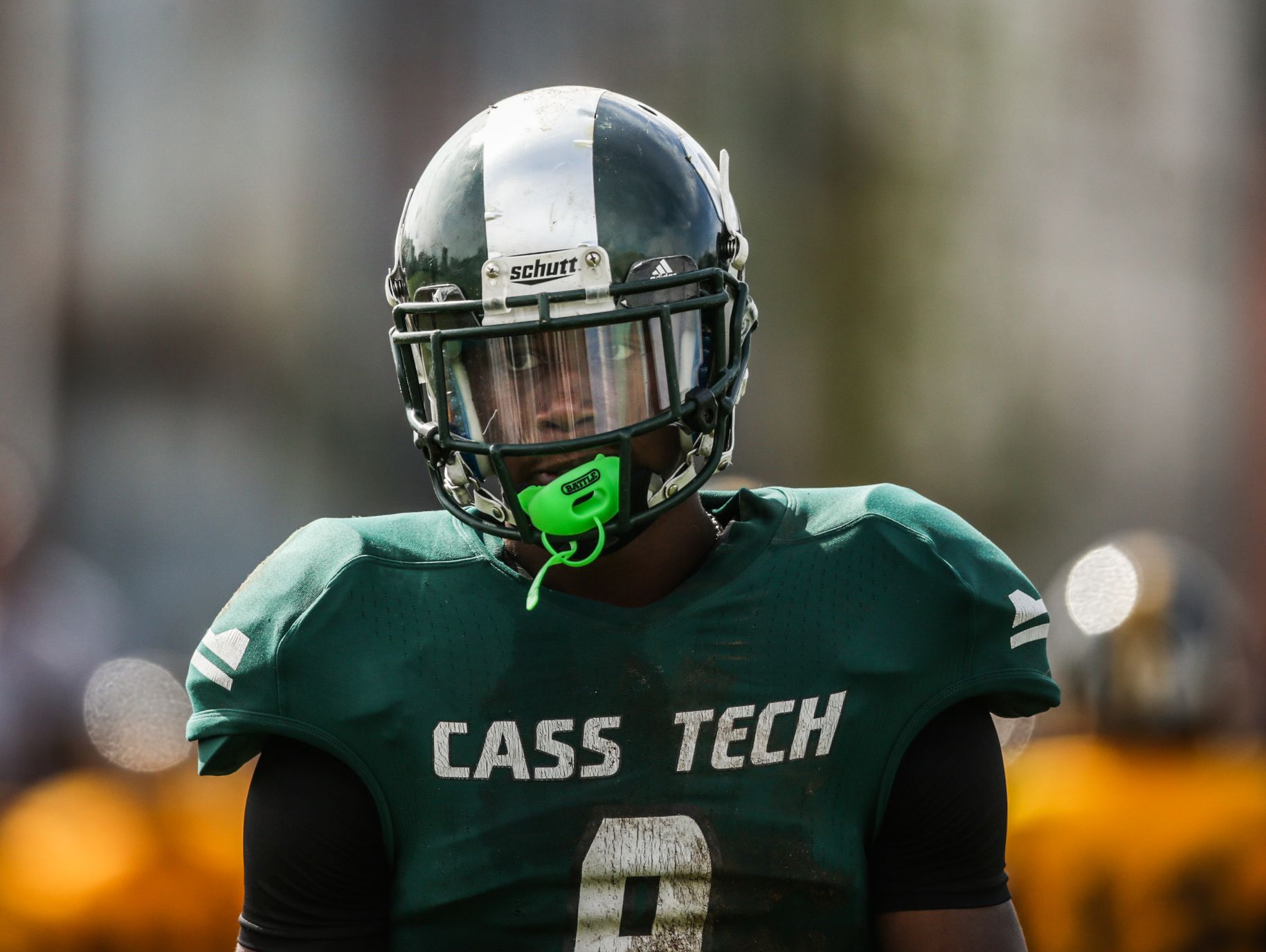 Detroit Cass Tech receiver Donovan Peoples-Jones during a game against Detroit King on Saturday, Oct. 1, 2016, in Detroit.
