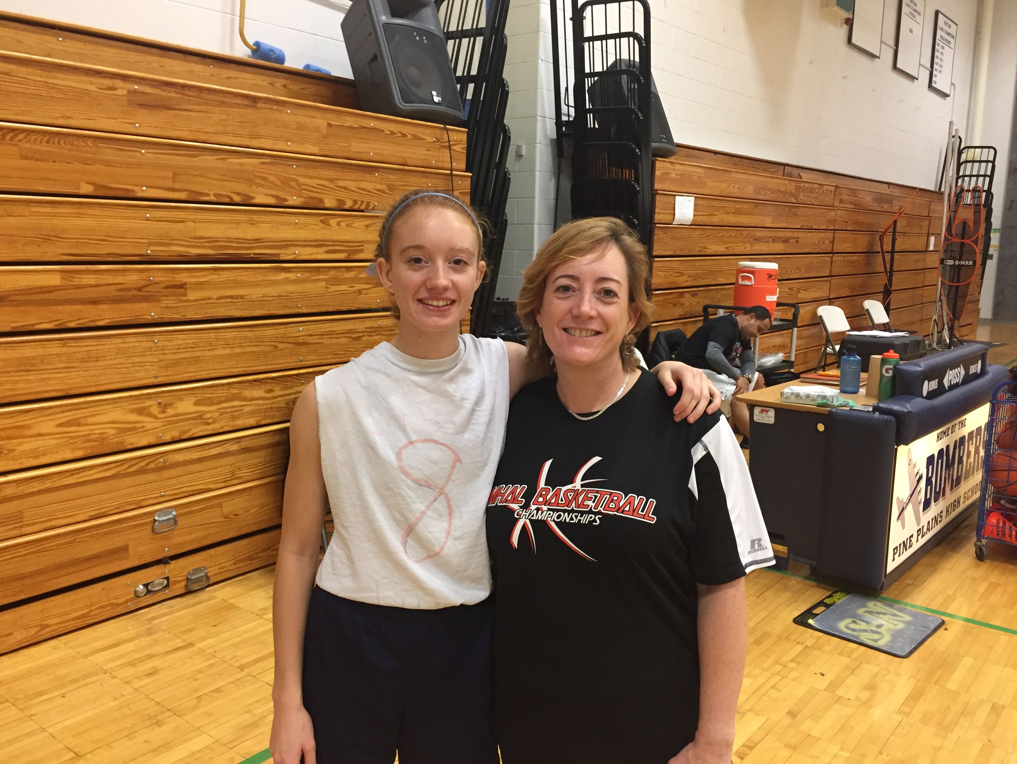 Pine Plains' Frances Snyder with her mother, assistant basketball coach Christine MacNeil.