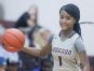 Hodgson Vo-Tech Guard Ja-Naiah Perkins-Jackson (1) dribbles the ball up the floor during a Diamond State Classic game Wed. Dec. 28, 2016 at Saint Elizabeth's High School in Wilmington.