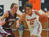 Washington's Kelsi Kearney (12) drives past Crofton's Haley Arens (10) during a rescheduled Edith Sanford Breast Center Girls Pentagon Classic game Thursday, Dec. 29, 2016, at Washington High School in Sioux Falls.