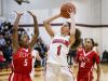 Ursuline's Alisha Lewis puts up a shot over Roland Park's Rain Green (No. 5) in the second half of Ursuline Academy's 47-40 win over Roland Park Country School in the Diamond State Classic at St. Elizabeth High School in Wilmington on Friday evening.