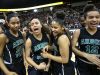 Ypsilanti Arbor Prep' celebrates after defeating Traverse City St. Francis 53-37 during the MHSAA girls basketball Class C finals at the Breslin Center in East Lansing on Saturday, March 19, 2016.