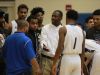 Valley High School head coach DeJuan Wheat (C) talks with his team during a time out against Doss High School during the first half of play at Valley High School in Louisville, Kentucky. January 3, 2017