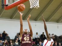 St. Elizabeth's Alexis Lee, seen here against Ursuline, had a game-high 15 points as the Vikings edged Caravel 50-49 on Friday night.