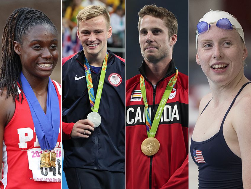 Left to right: Lynna Irby, Steele Johnson, Derek Drouin and Lilly King.