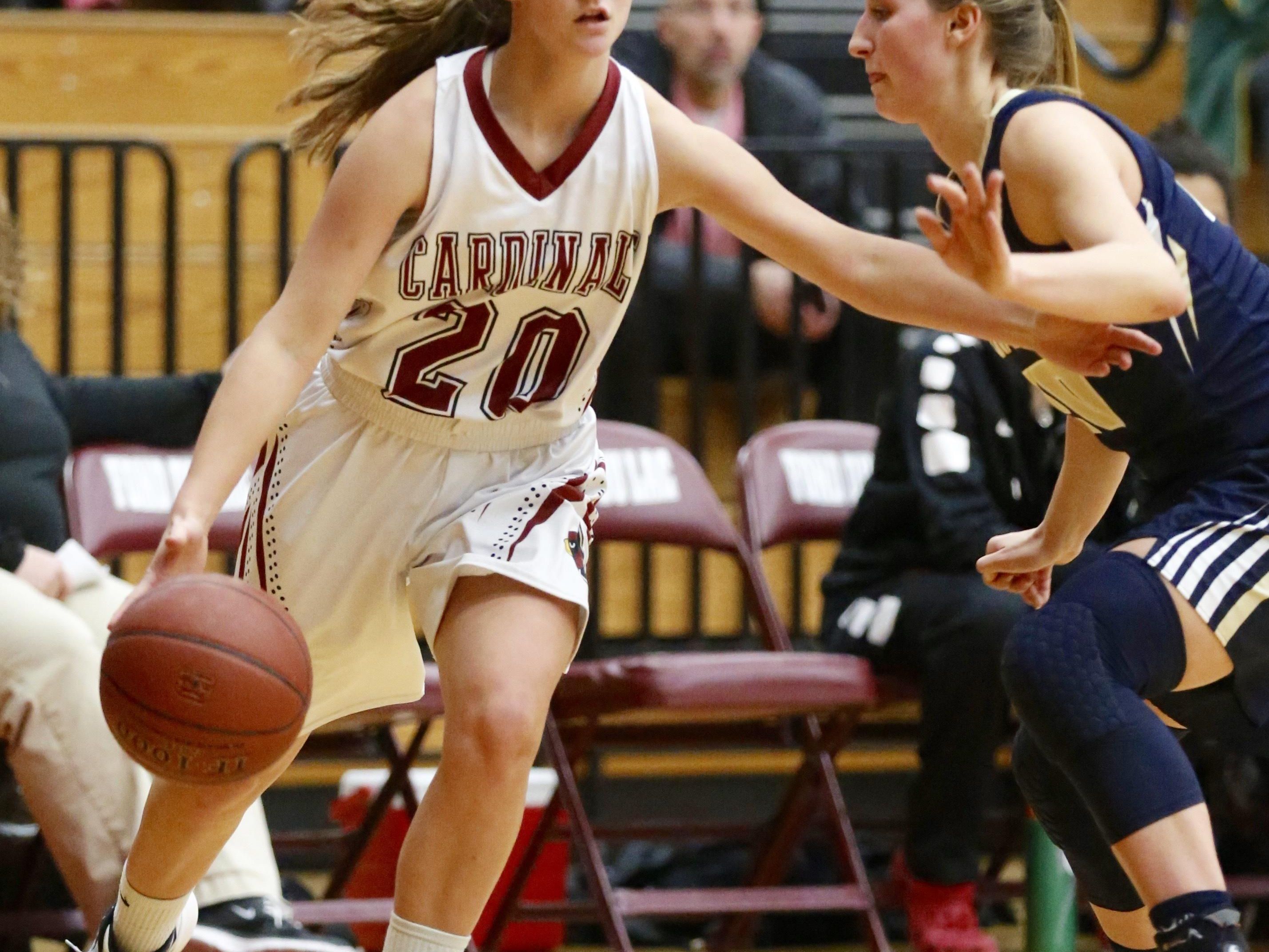 Fond du Lac's Carly Paulson dribbles with the ball during the Cardinals' game against Appleton North on Tuesday.