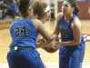 Eastern center Destiny Houseal, left, and Eastern guard-forward Natalie Collins tie up Male center Cameron Browning in the second round of the Girls LIT. 25 January 2017