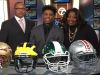 Detroit Cass Tech senior Donovan Peoples-Jones was joined by coach Thomas Wilcher and principal Lisa Phillips for the announcement.