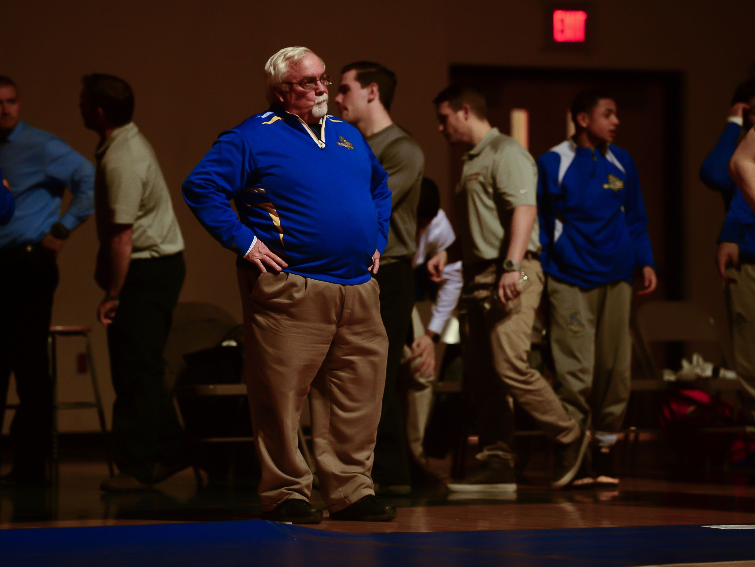 Sussex Central's head Coach Phil Shultie (left) during the match up against Poltech on Wednesday, Feb. 2, 2017.