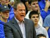 Carmel Coach Scott Heady yells to his team during first half action of the Carmel at North Central High School boys basketball game, Friday, December 16, 2016.