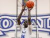 Hamilton Southeastern Royals center Mabor Majak (50) connects on his seventh straight free throw in a junior varsity game against the New Castle Trojans on Tuesday, Feb. 7, 2017.