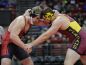 Luxemburg-Casco senior Phil Rasmussen, right, wrestles against Neillsville/Greenwood/Loyal's Nick Rueth in their Division 2 285-lb quarterfinal match during the WIAA individual state wrestling tournament at the Kohl Center in Madison.