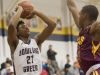 Bowling Green forward Terry Taylor prepares to shoot over Doss forward Terez Traynor. Taylor scored 18 points in the game, the second highest scorer of the night, helping the #1 ranked Bowling Green Purples defeat the defending state champion Doss Dragons, 60-50. 17 December 2016