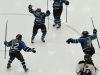 Bay Area Ice Bears forward Abby Anderson (12) celebrates with her teammates after scoring against the Hayward Hurricanes in a WIAA state semifinal girls hockey game Friday at the Alliant Energy Center in Madison.