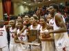 The North Central Panthers pose for a photo after defeating the Lawrence North Wildcats in their IHSAA 4A sectional final basketball game at North Central High School on Saturday, March 4, 2017.