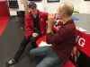 Gregg Doyel talks with Riley Lefever, a wrestler from Wabash College.