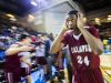 O'Koye Parker reacts as his teammates celebrate following their 48-47 win over St. Thomas More Academy in the DIAA Boy's State Basketball Tournament semi-finals at the Bob Carpenter Center in Newark on Thursday evening.