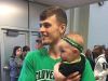 Cooper Neese holds Sadie Rempe after Cloverdale's season-ending loss Saturday to Northeastern.