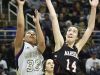 Detroit Country Day's Destiny Lewis (33) shoots over Marshall's Georgianna Partley (14).