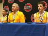 From left, Kickapoo senior Cameron Davis, boys basketball coach Dick Rippee and senior Jared Ridder address reporters following an 89-78 win over Chaminade at Mizzou Arena Saturday, March 18, 2017.
