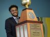 Kalamazoo Central's Isaiah Livers, a future Wolverine, is awarded the 2017 Mr. Basketball award Monday Mar. 20, 2017 at the Detroit Free Press.
