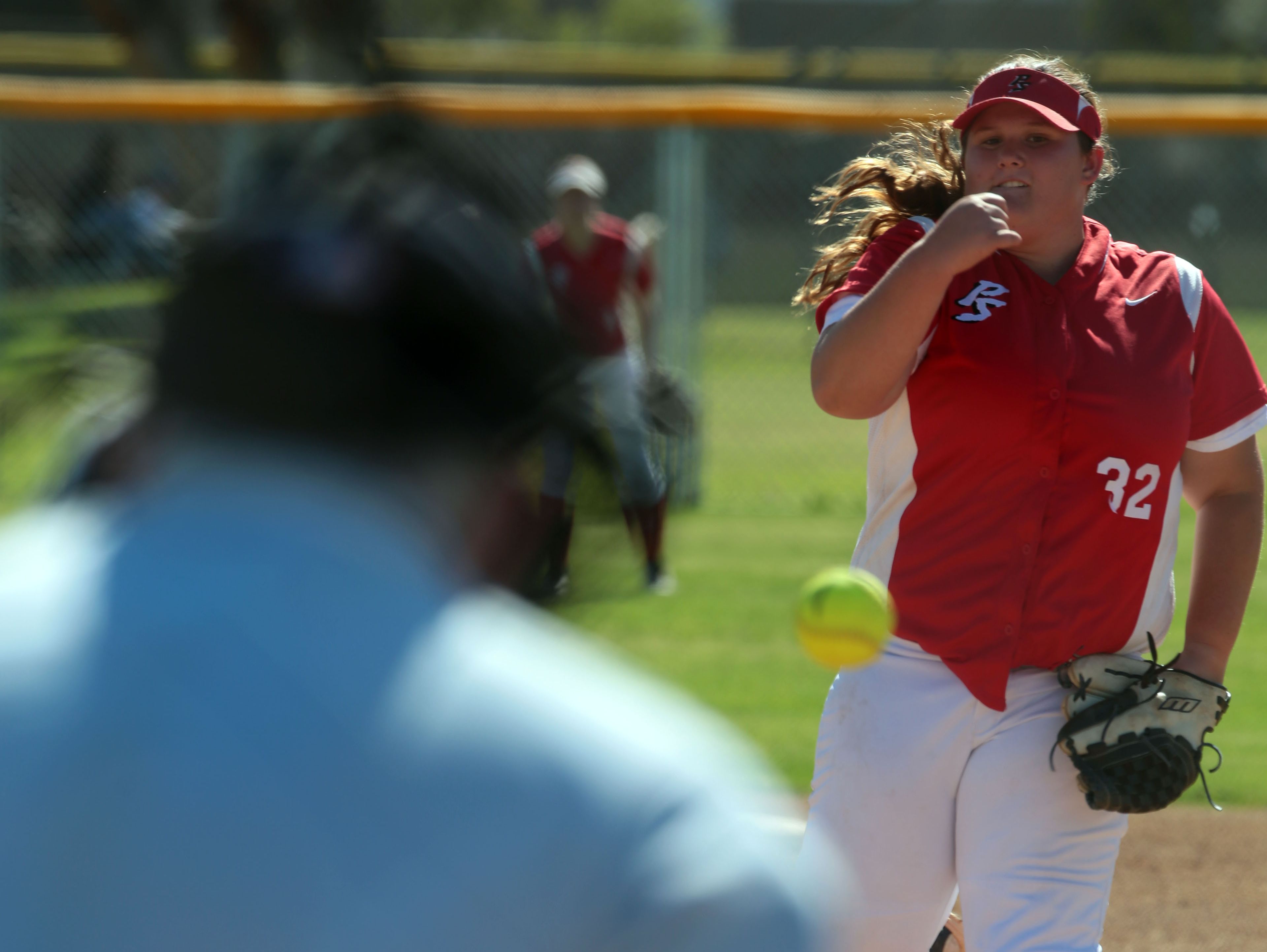 Palm Springs' Sarah Martin pitches against Xavier College Prep on Friday, March 24, 2017 in Palm Springs.