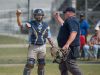 Cape Henlopen’s Richard Carey (14) holds the ball as the umpire calls a out in their home against Caravel.