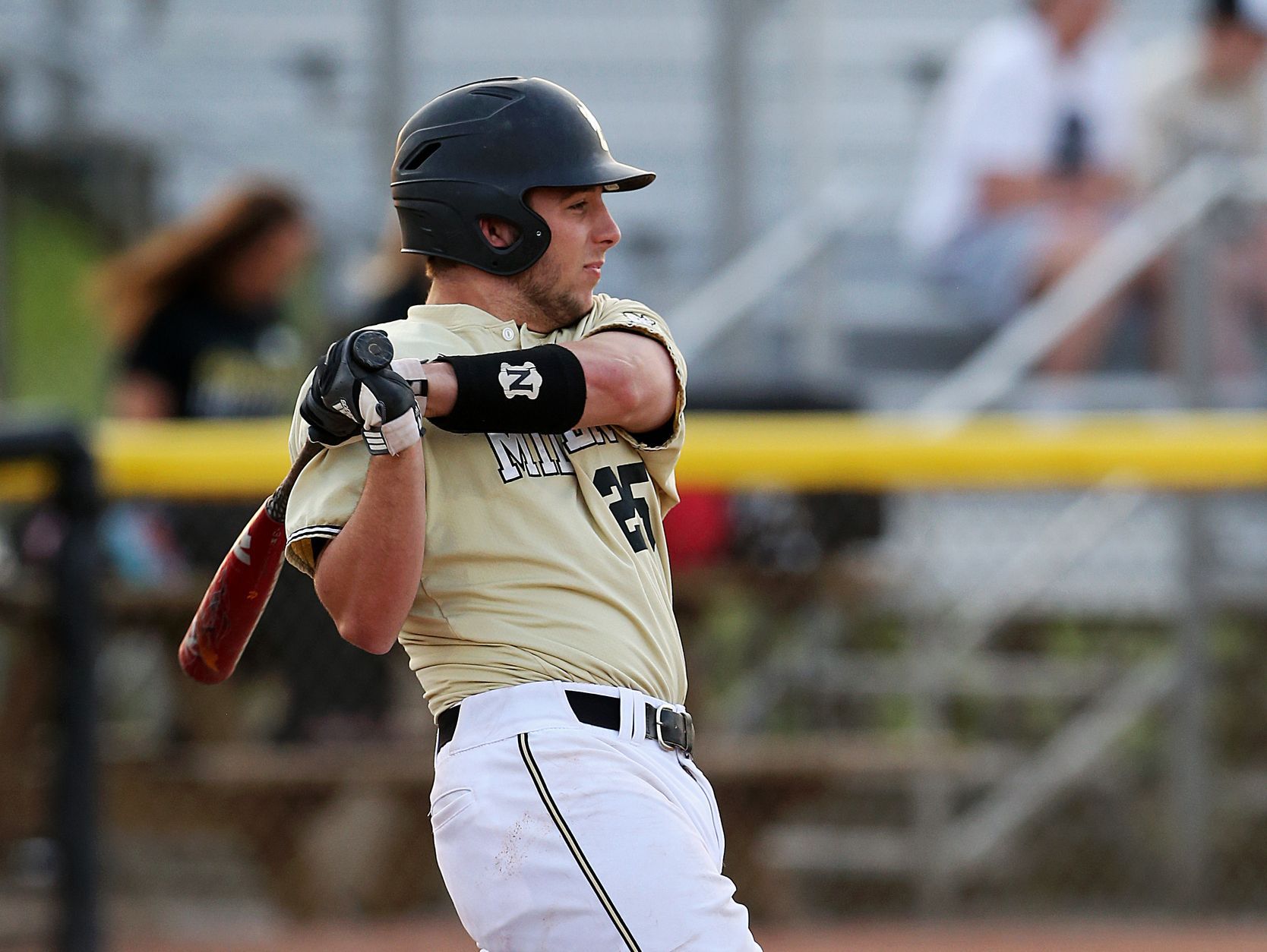Noblesville's Bryce Masterson (25) bats against Zionsville, at Field of Dreams diamond, April 19, 2016.