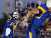 Greenfield-Central High School's Tyler Colclazier fires a screen pass out to the right-side receiver, Matt Dickerson in the first half of action. Greenfield-Central High School hosted New Palestine High School in varsity football action Friday, October 7, 2011.