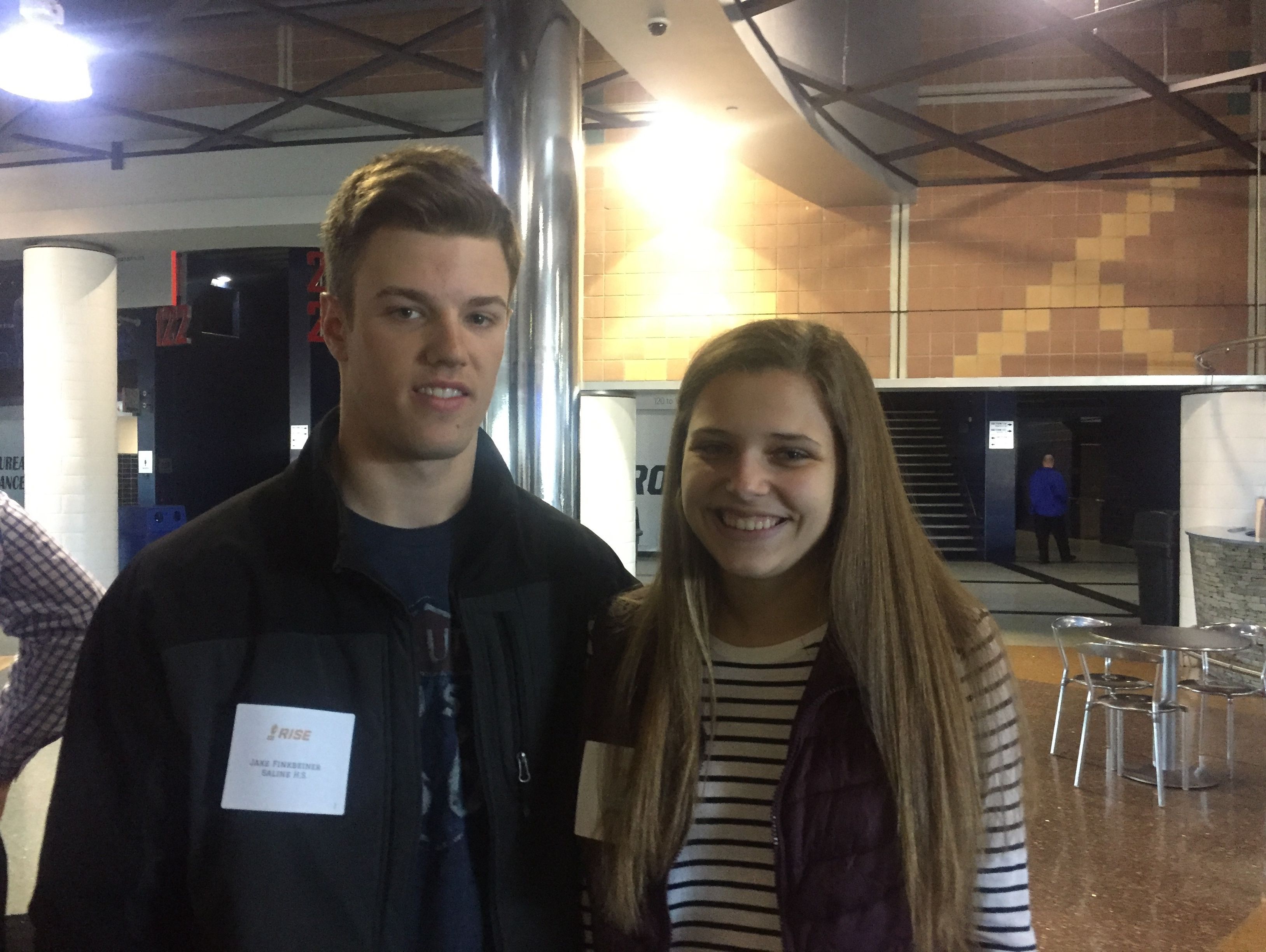 Jake Finkbeiner and Abbey Bowen, both 17, of Saline High School at the RISE program